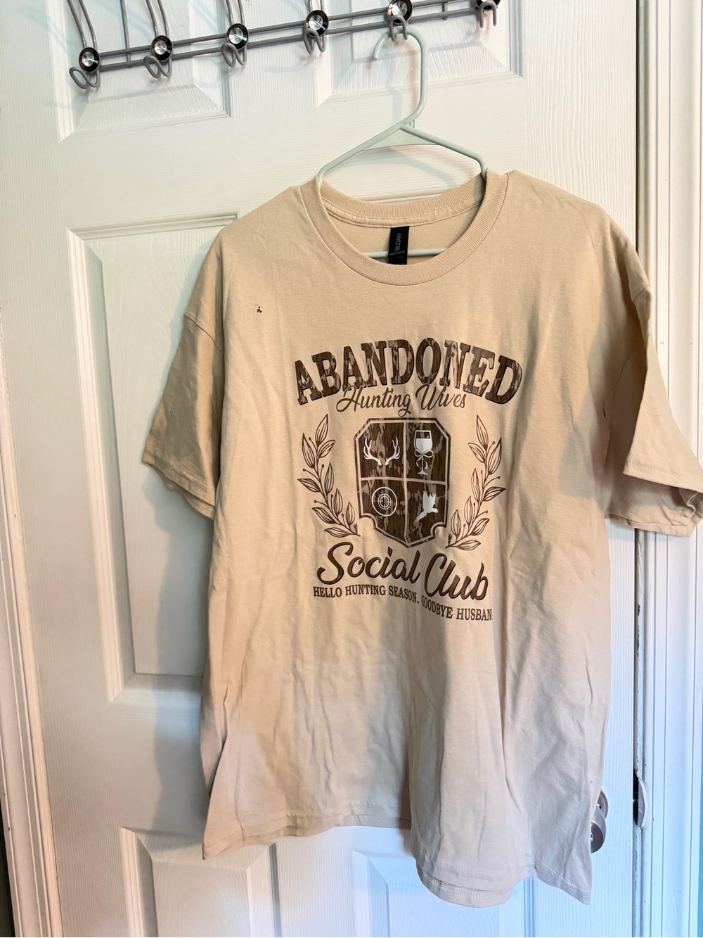 Gildan Beige Short Sleeve oversized Graphic Tee.